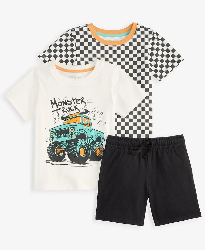 Epic Threads Toddler Boys' 12M-5T T-Shirts and Shorts, 3-Piece Set, Macy's Exclusive