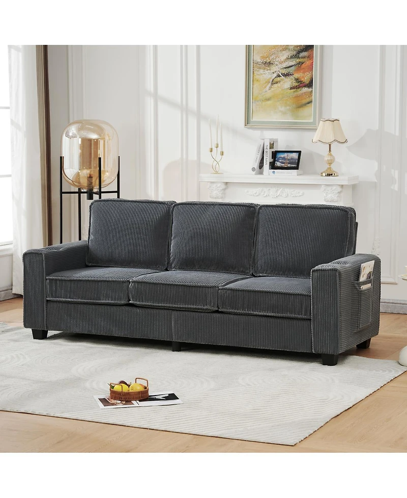 Streamdale Furniture 84.25-inch Three-Seater Corduroy Sofa for Modern Living Spaces