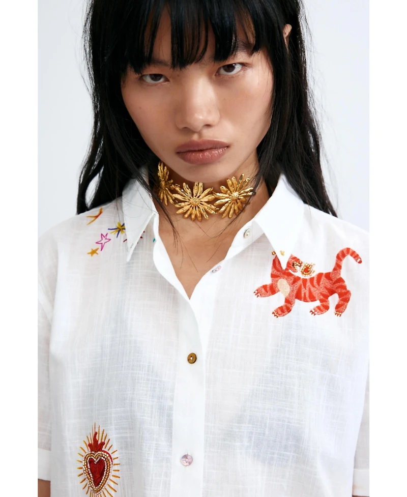 Desigual Women's Embroidered short-sleeve shirt