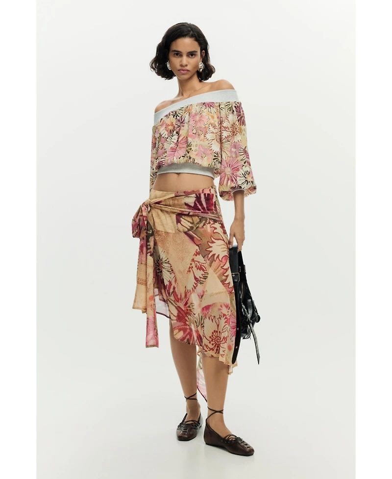 Desigual Women's Printed Strapless Blouse