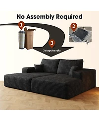 Streamdale Furniture 74.8" Modern Sofa Bed with Lounger, Plush Corduroy.