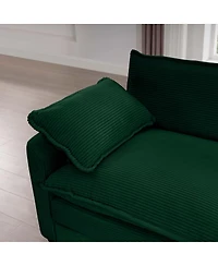 Streamdale Furniture Mid-Century Modern Corduroy 3-Seater Sectional Sofa with Pillows