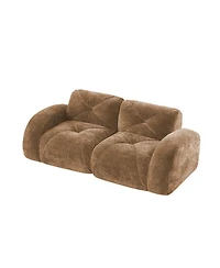 Streamdale Furniture Camel 2-Seater Tufted Sofa with Velvet Fabric, No Assembly Required