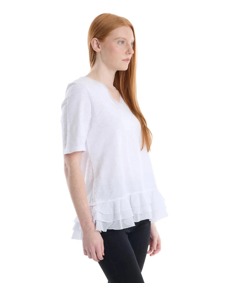 Wilt Women's V-Neck Mixed Media Tee