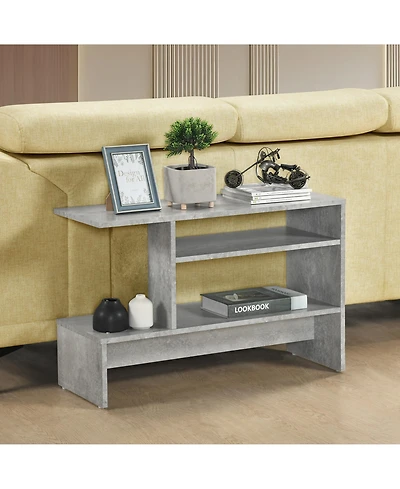 Kings Brand Furniture Modern Sofa Table with Open Shelving, 32" Slim Wood Accent Storage Shelf for Living Room, Entryway, or Bedroom