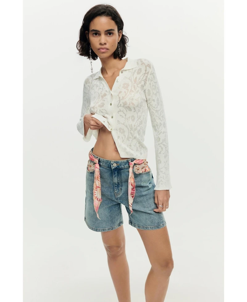 Desigual Women's Embroidered denim shorts