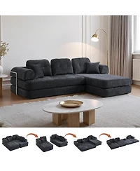 Streamdale Furniture 104" Boneless Chenille Memory Foam Modular Sectional Sofa with Chaise - No Assembly