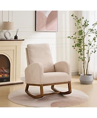 Streamdale Furniture Beige 27.2"W Rocking Chair for Nursery with High Back and Side Pocket