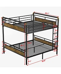 Streamdale Furniture Metal Bunk Bed, Industrial Detachable with Rails