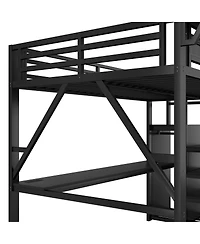 Streamdale Furniture Loft Bed with Desk, Stairs, Charging Station