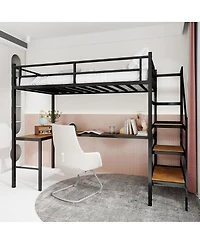 Streamdale Furniture L-Shaped Loft Bed With Stairs, Desk and Storage