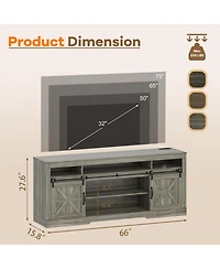 gaomon Tv Stand for TVs up Media Console with Sliding Barn Doors, Power Outlets and Adjustable Shelves