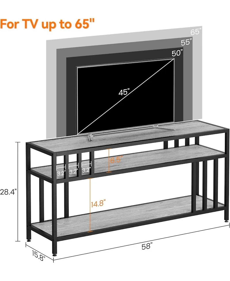 gaomon Farmhouse Tv Stand for TVs , Entertainment Center with Open Shelves and Metal Frame