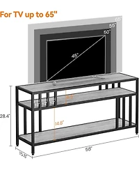gaomon Farmhouse Tv Stand for TVs , Entertainment Center with Open Shelves and Metal Frame