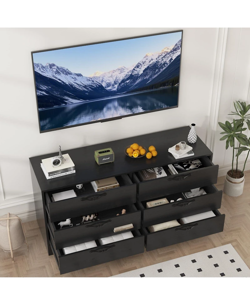 gaomon 47.2 Tv Stand with Mount for Tvs , Media Console with 6 Drawers and Adjustable TV Bracket