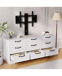 gaomon Tv Stand with Mount for Tvs, Modern Media Console with 9 Drawers and Adjustable Height TV Bracket