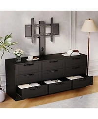 gaomon TV Stand with Mount for Tvs, Modern Media Console 9 Drawers and Adjustable Height Bracket