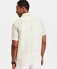 Club Room Men's Tropical Row Camp Collar Linen Short Sleeve Shirt, Macy's Exclusive - Print