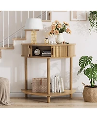 Streamdale Furniture Grooved Half-Moon Console Table