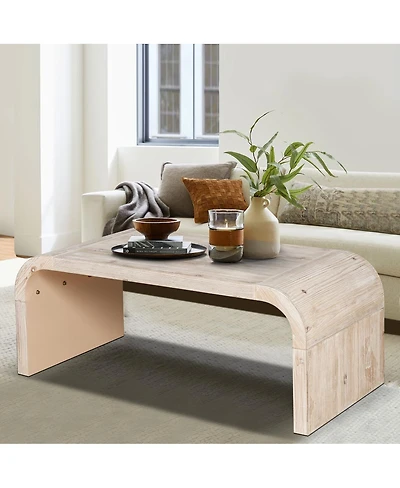 Streamdale Furniture Farmhouse Vintage Coffee Table, Curved Art Decor