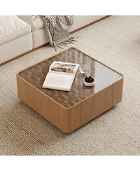 Streamdale Furniture Square Coffee Table with Storage and Glass Top