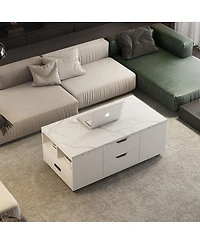 Streamdale Furniture Lift-Up Coffee Table with 2 Stools, Storage, Folding Dining