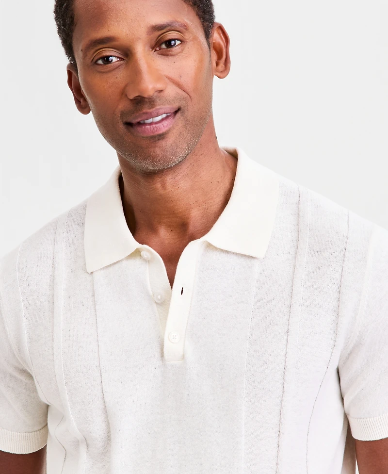 Club Room Men's Short-Sleeve Linen and Cotton Engineer Sweater, Macy's Exclusive