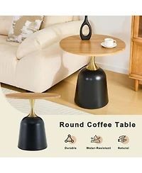 Streamdale Furniture Modern Wood Grain Metal Side Table/Coffee Table