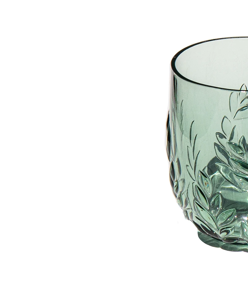 Abode Homewares Embossed Leaf Acrylic Stemless Wine Glasses, Set of 6