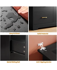 gaomon -Drawer Wooden Dresser, Modern Closet Storage Cabinet for Bedroom