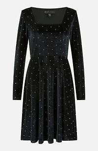 Yumi Women's Diamante Long-Sleeve Skater Dress