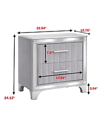 Streamdale Furniture Acrylic Nightstand 2 Drawers and Silver Legs