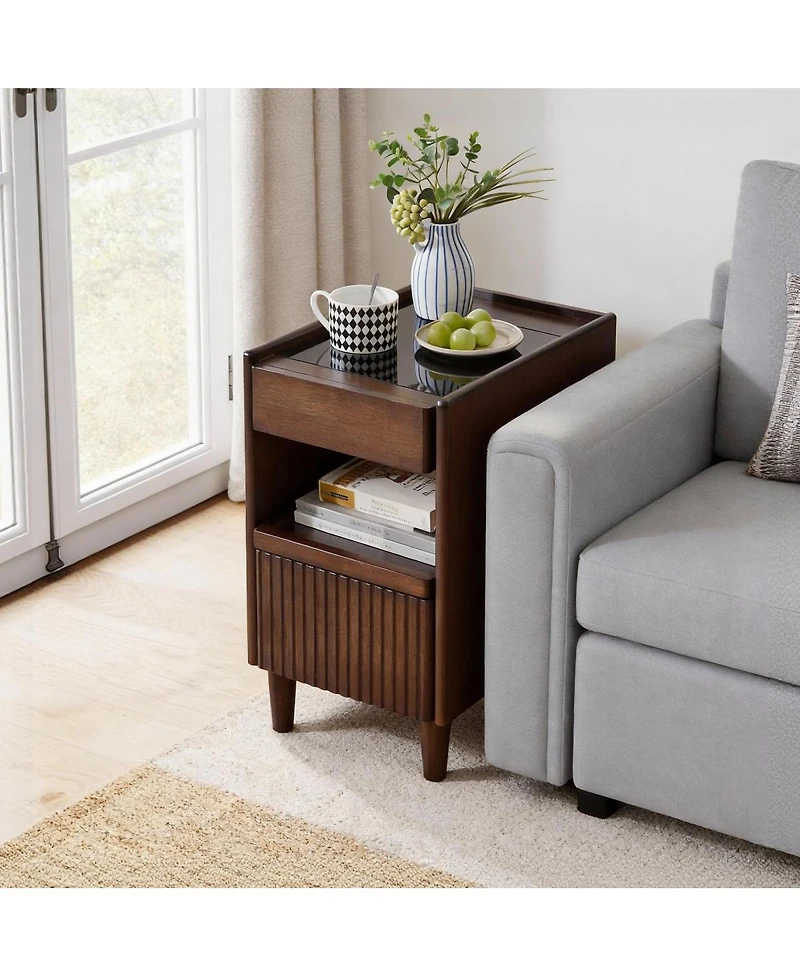 Streamdale Furniture Wooden Bedside Table with 1 Drawer and Open Shelf