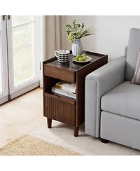 Streamdale Furniture Wooden Bedside Table with 1 Drawer and Open Shelf