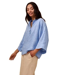 Celtic & Co. Women's Collared Popover Linen Blouse