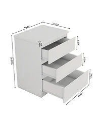 Streamdale Furniture 2 pieces 19.7 inches 3-Drawer Nightstand Set