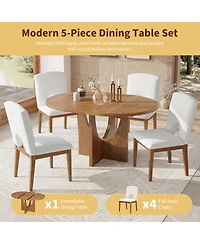 Streamdale Furniture 5piece Extendable Round Dining Set with Leaf