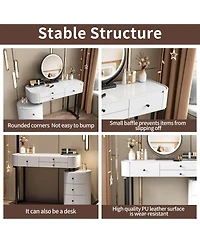 Streamdale Furniture Minimalist Dressing Table with Detachable Mirror and Side Cabinet