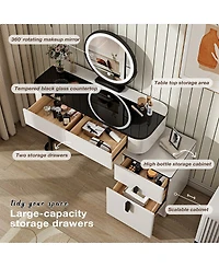 Streamdale Furniture Modern Vanity Glass Top, Storage, Mirror, 100cm
