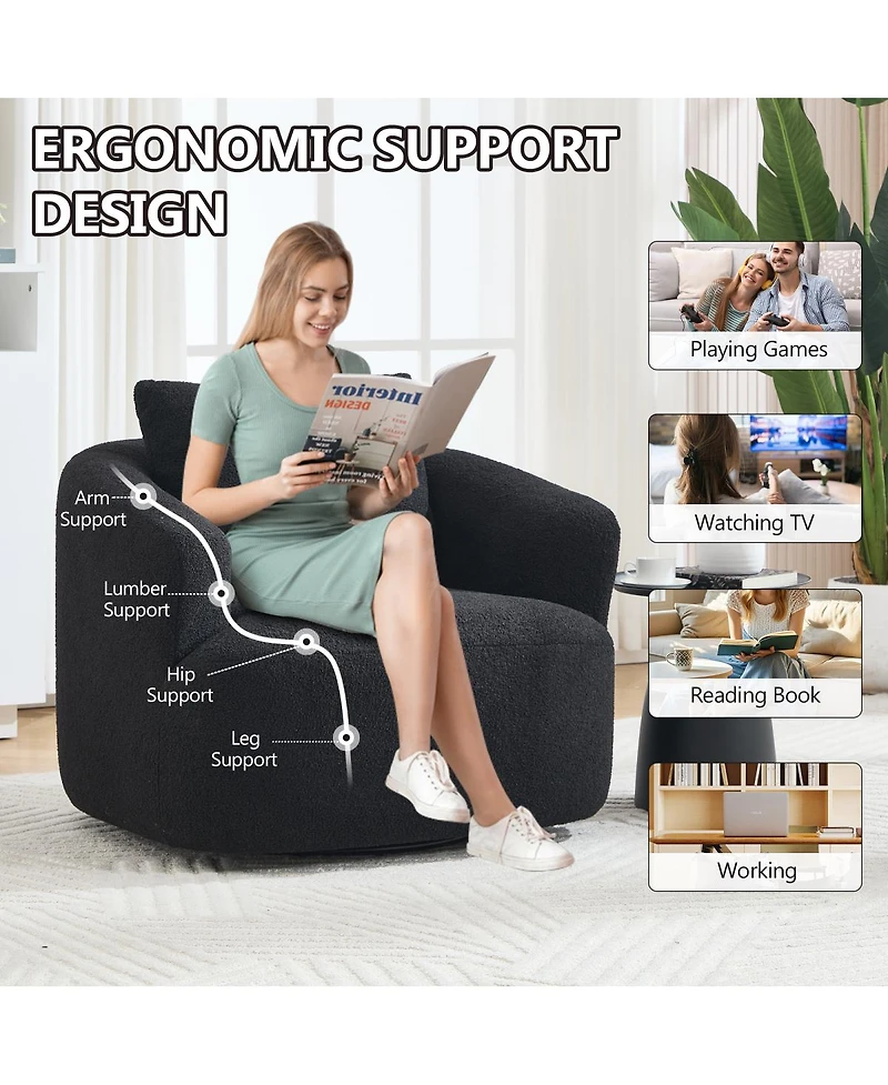 Streamdale Furniture 360degree(s) Swivel Round Upholstered Comfy Chair
