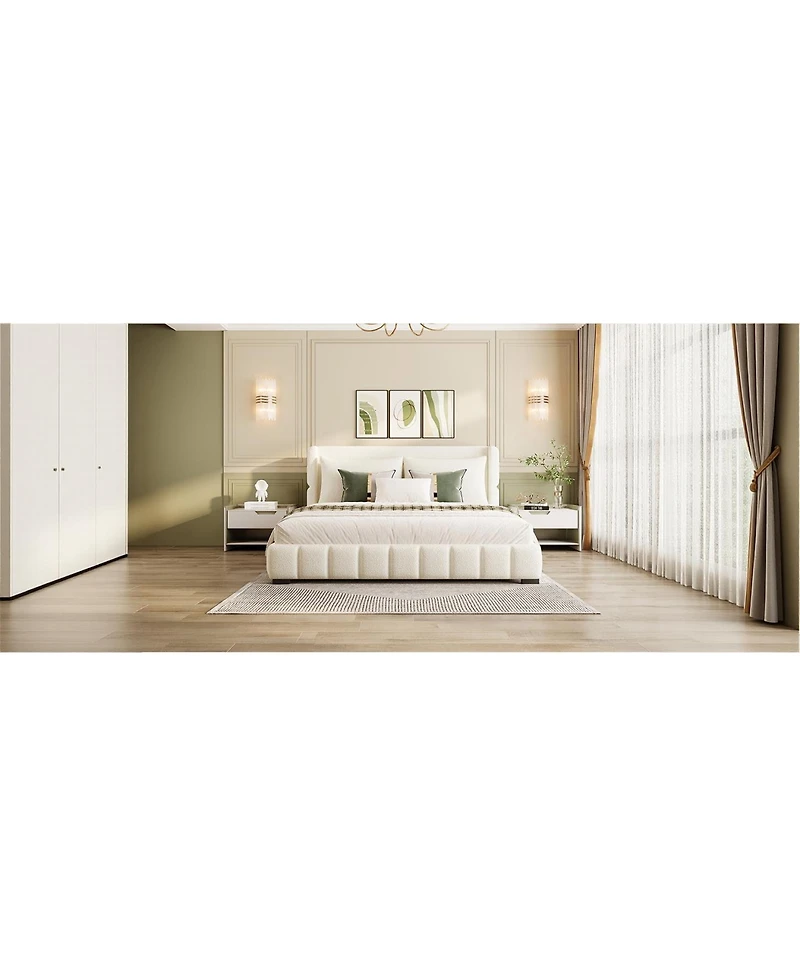 Streamdale Furniture Upholstered Platform Bed with 2 Pillows