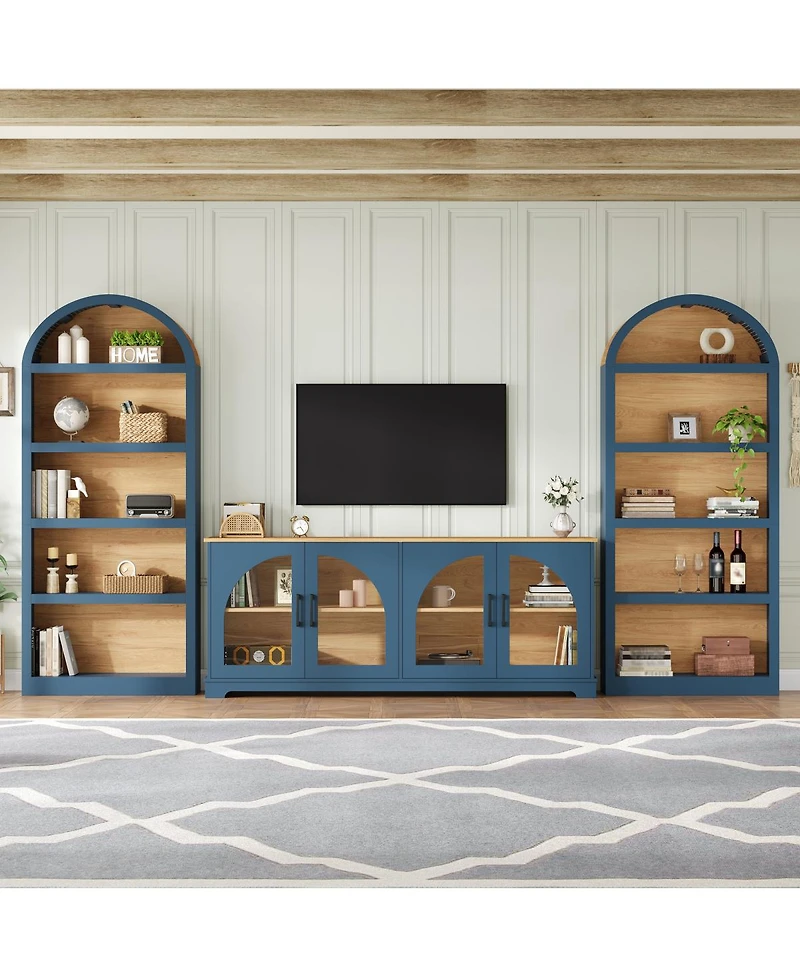Streamdale Furniture Retro Tv Stand Set Bookshelf