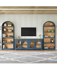 Streamdale Furniture Retro Tv Stand Set Bookshelf
