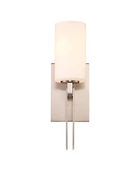 Possini Euro Design Ludlow Modern Wall Light Sconces Set of 2 Brushed Nickel Hardwire 4 1/2" Fixture Glass for Bedroom Bathroom Vanity Reading