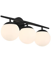 Possini Euro Design Meridian Modern Wall Light Black Hardwire 24" 3-Light Fixture Opal Glass Globe Shade for Bedroom Living Room