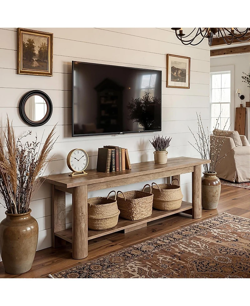 Tribesigns Stand for 65 Inch Tv, Farmhouse Entertainment Center with 2-Tier Storage Space
