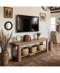 Tribesigns Stand for 65 Inch Tv, Farmhouse Entertainment Center with 2-Tier Storage Space
