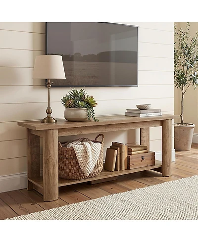 Tribesigns Stand for 65 Inch Tv, Farmhouse Entertainment Center with 2-Tier Storage Space