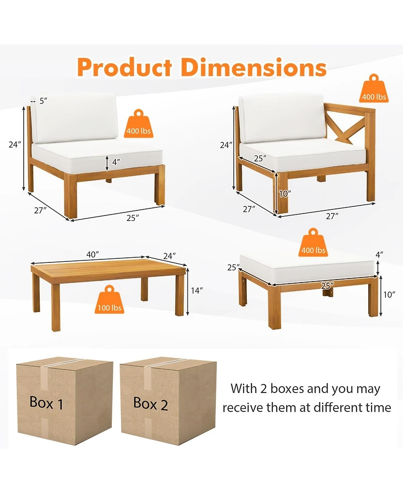 Slickblue 5 Piece Outdoor Conversation Set with Chairs Ottoman & Table