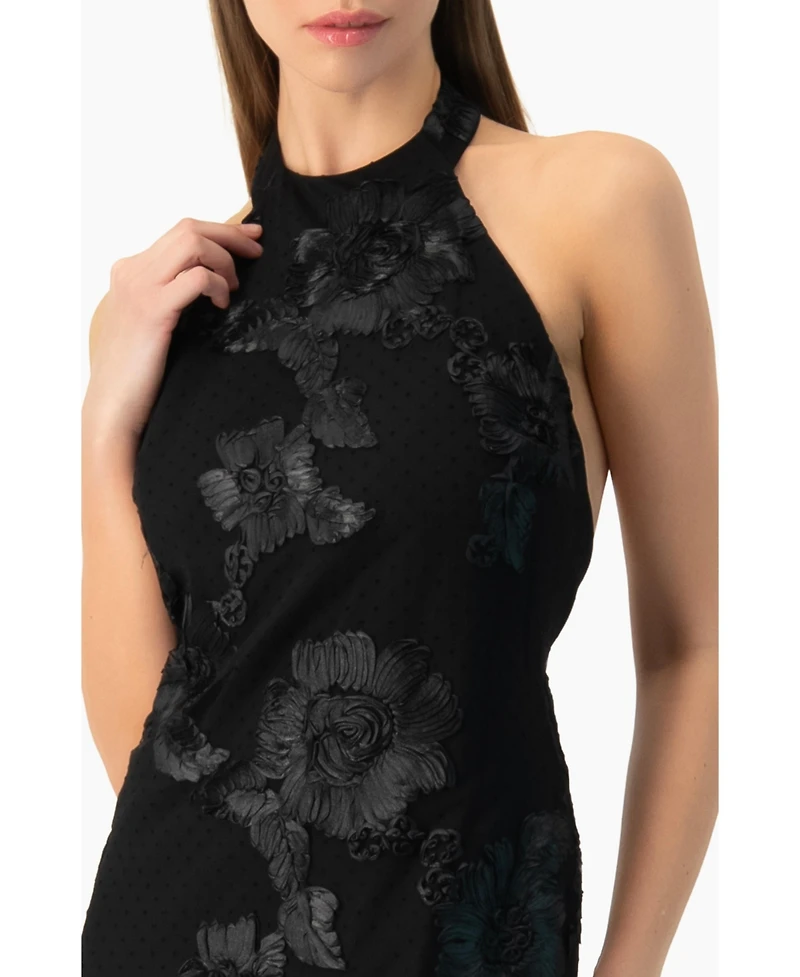 Ivonne Women's Halter Floral Lace Mermaid Gown